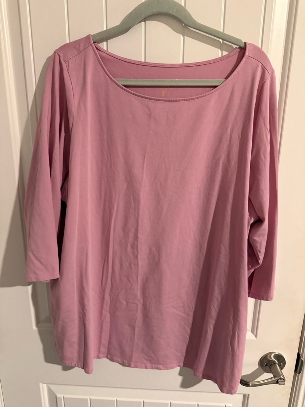 Belle by Kim Gravel Pink 3/4-Sleeve Top — 2X